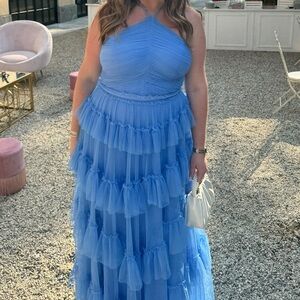 Elegant Blue Halter Dress